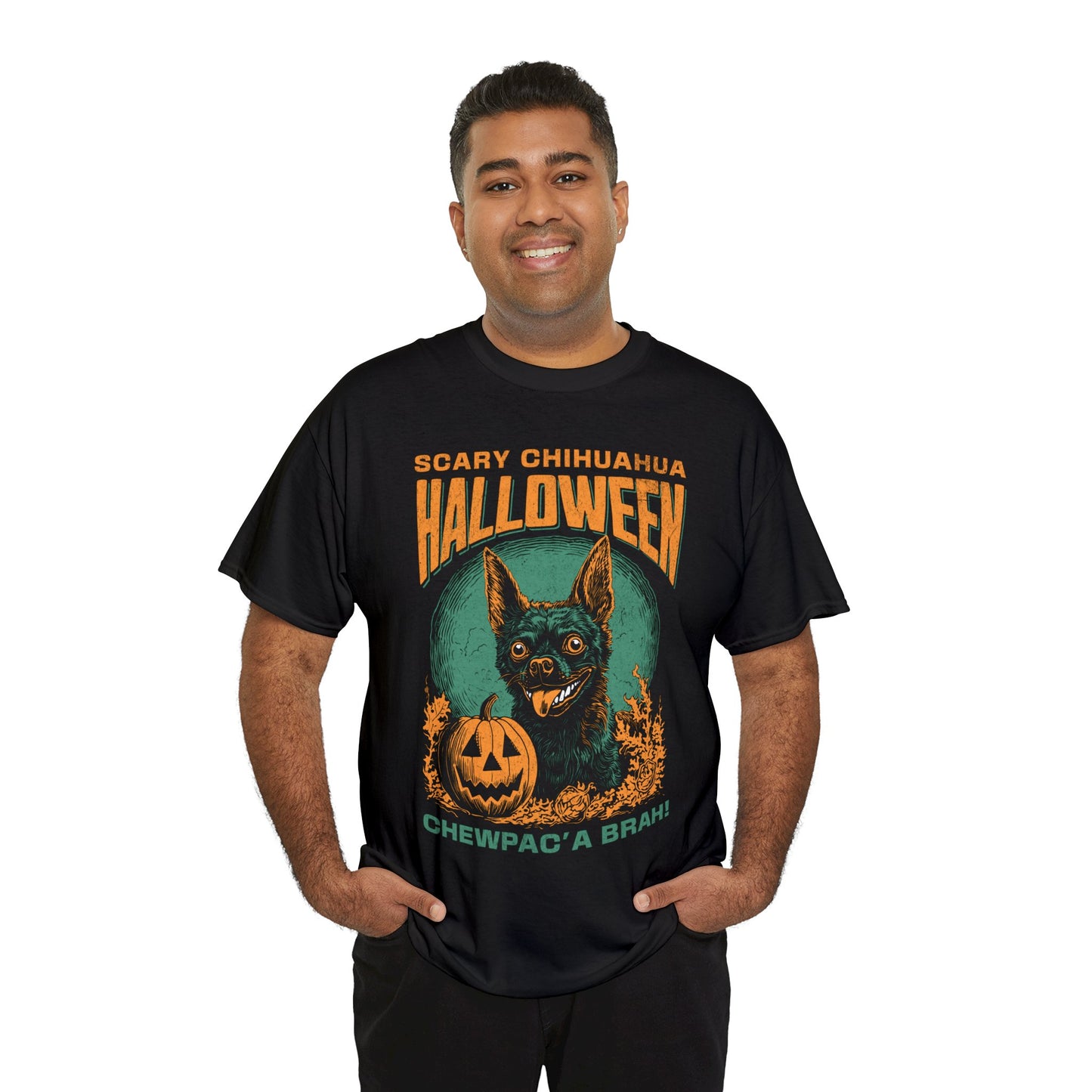 HAPPY CHIHUAHUA HALLOWEEN (Unisex Heavy Cotton T-Shirt Tee)