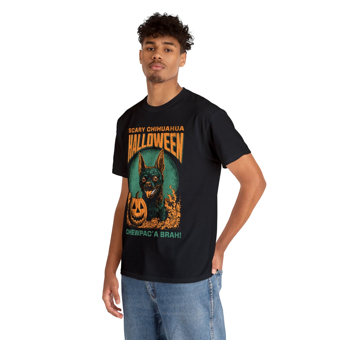 HAPPY CHIHUAHUA HALLOWEEN (Unisex Heavy Cotton T-Shirt Tee)