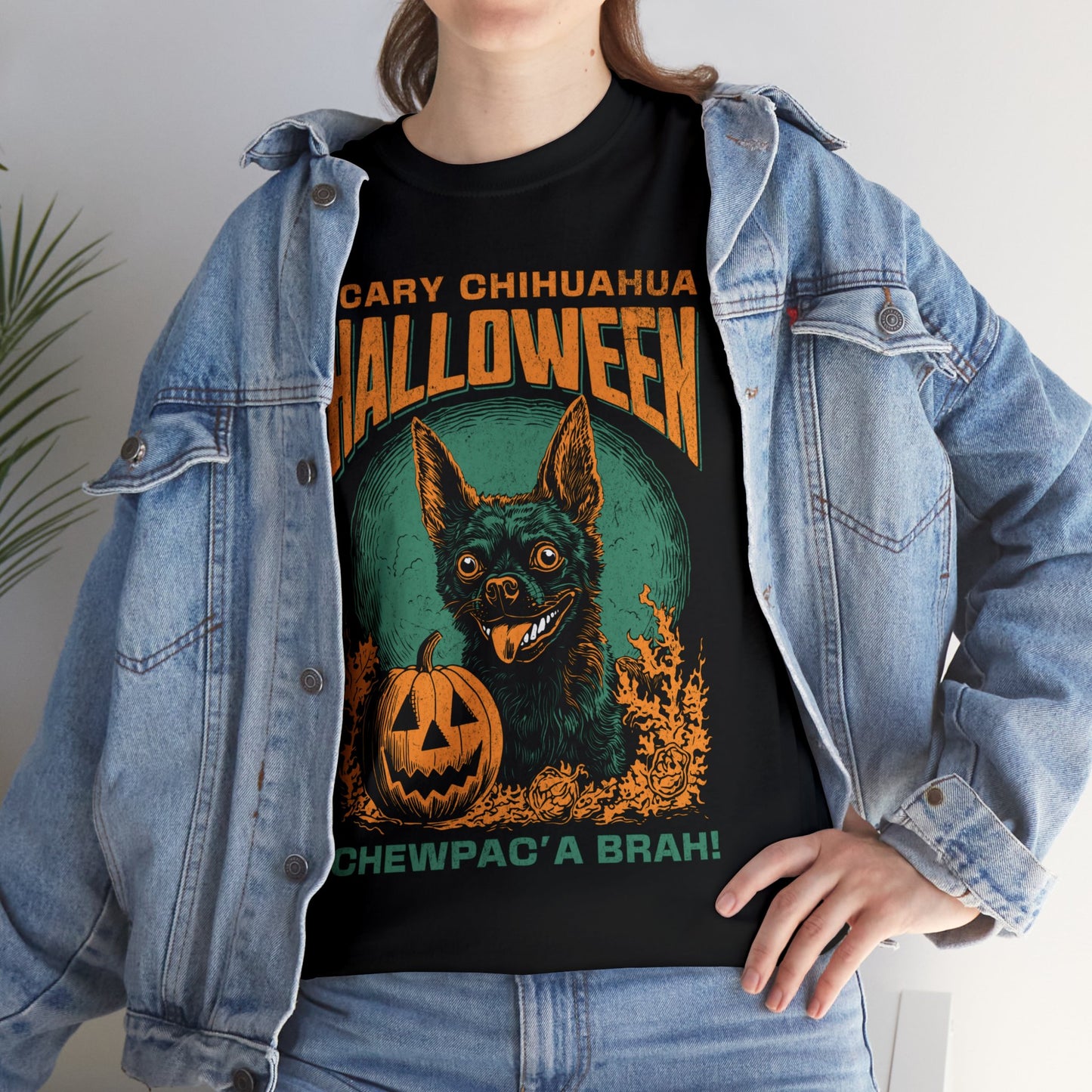 HAPPY CHIHUAHUA HALLOWEEN (Unisex Heavy Cotton T-Shirt Tee)