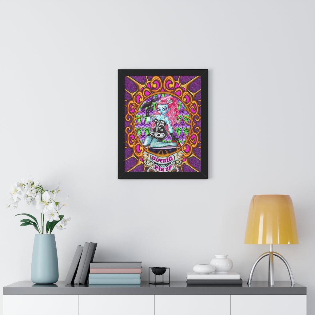 Gothic Girl Pinup Framed Vertical Poster (2 SIZES!)