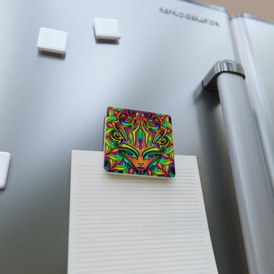 Alien Head Porcelain Fridge Magnet, Square