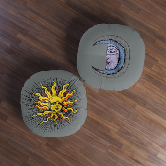 Sun Man Moon Man, Tufted Round Pillow (2 SIZES!)