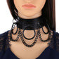 Heavy Goth Punk Leather & Metal Choker Chain Collar Necklace (5 COLORS!)